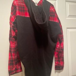 Black and red flannel hoodie